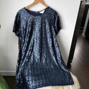 Navy sequinned mini dress